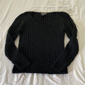 Black scoop neck ribbed 100% cotton Banana Republic sweater